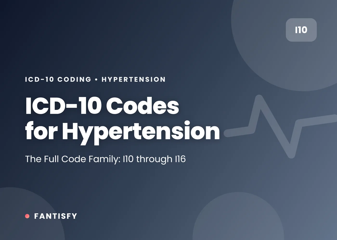 ICD-10 code for hypertension guide featured graphic by Fantisfy showing the I10 code